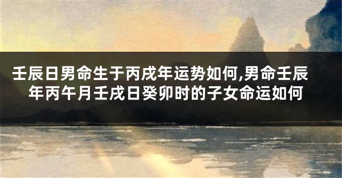 壬辰日男命生于丙戌年运势如何,男命壬辰年丙午月壬戌日癸卯时的子女命运如何