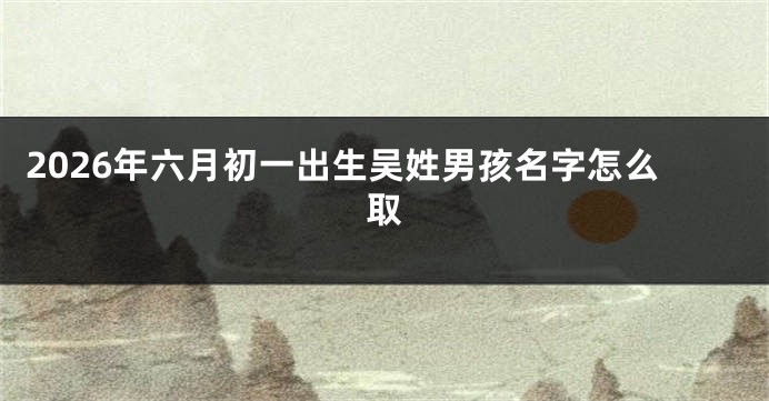 2026年六月初一出生吴姓男孩名字怎么取