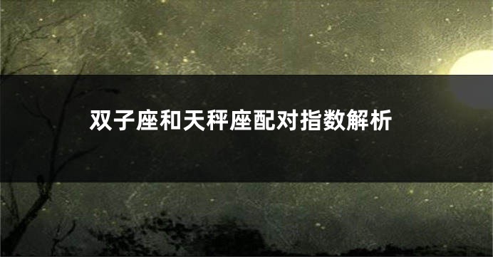 双子座和天秤座配对指数解析