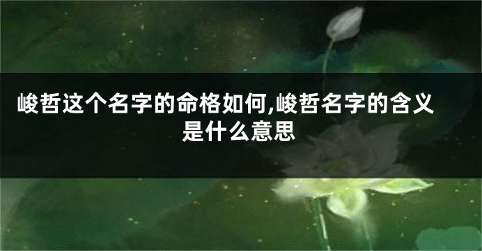 峻哲这个名字的命格如何,峻哲名字的含义是什么意思