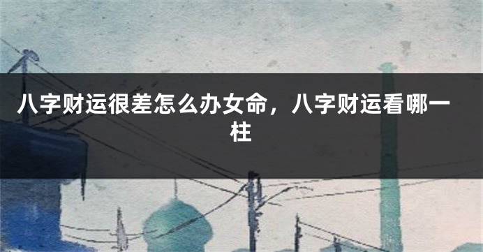 八字财运很差怎么办女命，八字财运看哪一柱