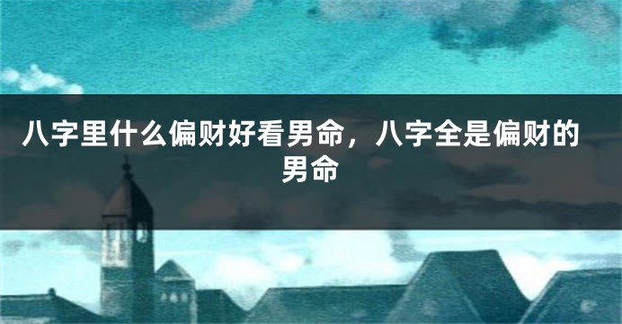 八字里什么偏财好看男命，八字全是偏财的男命