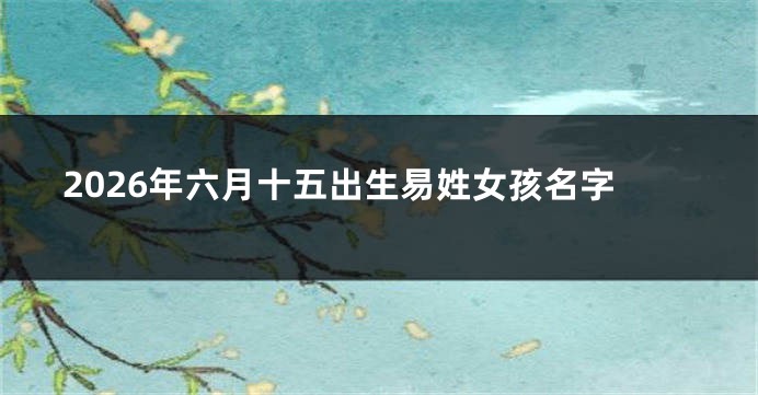 2026年六月十五出生易姓女孩名字