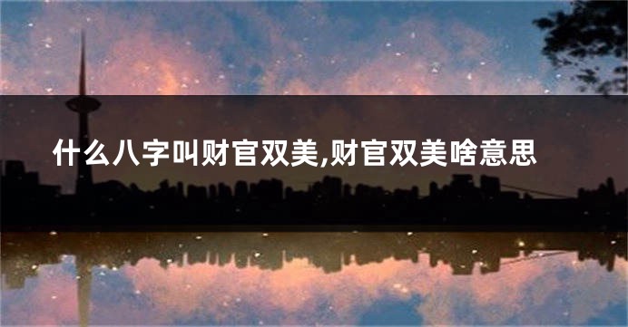 什么八字叫财官双美,财官双美啥意思