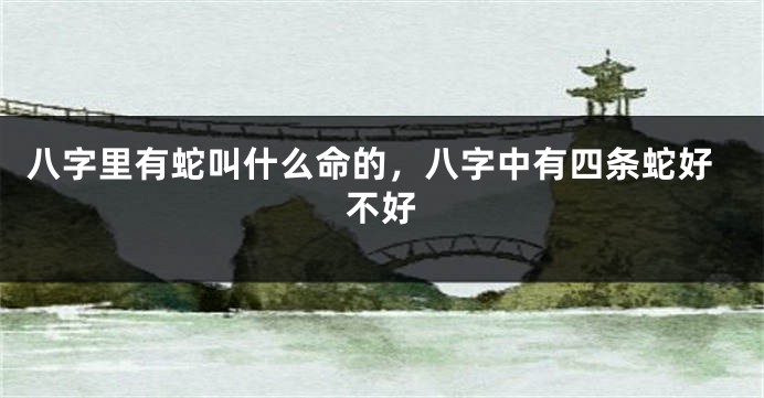 八字里有蛇叫什么命的，八字中有四条蛇好不好