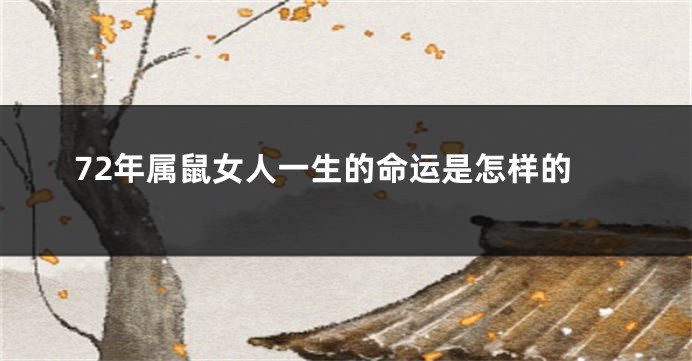 72年属鼠女人一生的命运是怎样的