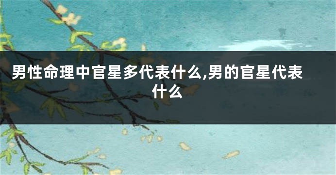 男性命理中官星多代表什么,男的官星代表什么