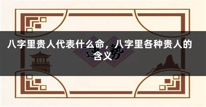 八字里贵人代表什么命，八字里各种贵人的含义