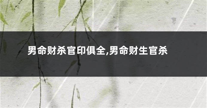 男命财杀官印俱全,男命财生官杀