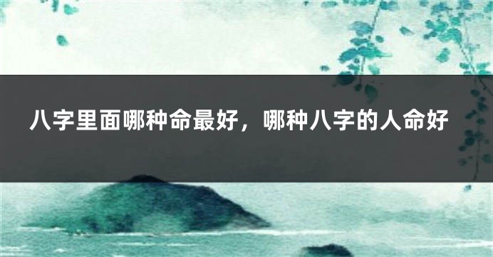 八字里面哪种命最好，哪种八字的人命好