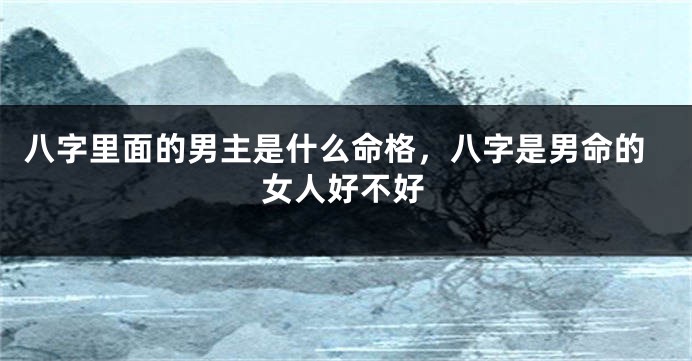 八字里面的男主是什么命格，八字是男命的女人好不好