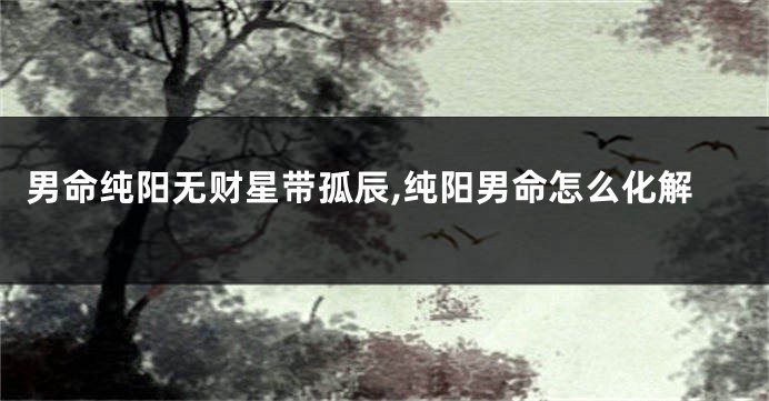 男命纯阳无财星带孤辰,纯阳男命怎么化解