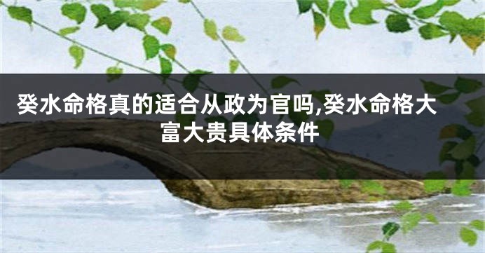 癸水命格真的适合从政为官吗,癸水命格大富大贵具体条件