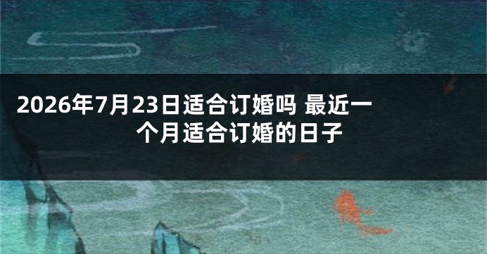 2026年7月23日适合订婚吗 最近一个月适合订婚的日子