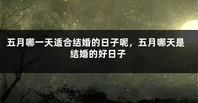 五月哪一天适合结婚的日子呢，五月哪天是结婚的好日子