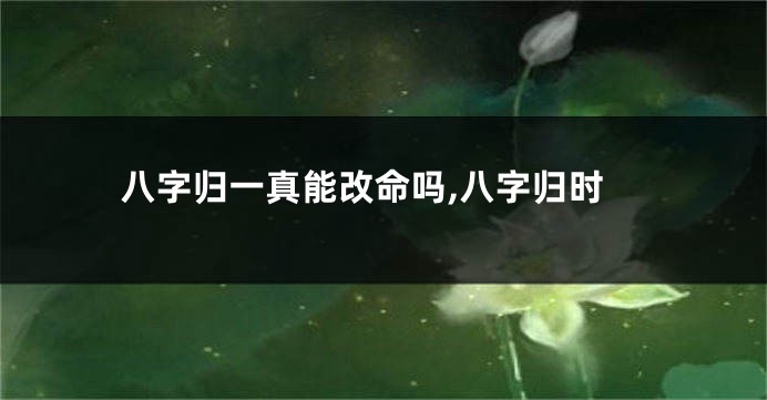 八字归一真能改命吗,八字归时