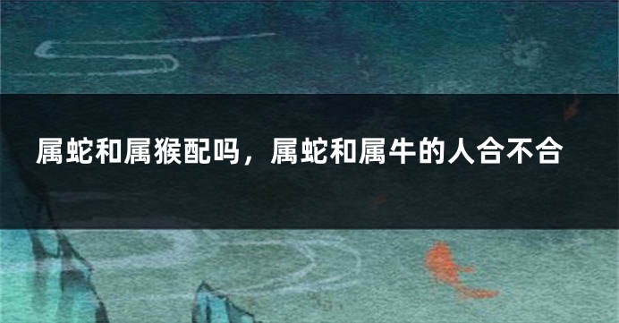 属蛇和属猴配吗，属蛇和属牛的人合不合