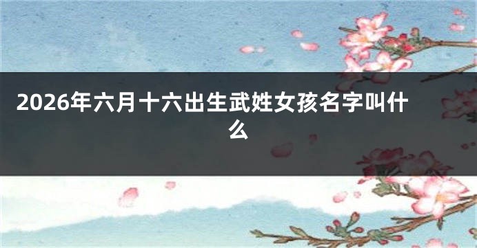 2026年六月十六出生武姓女孩名字叫什么