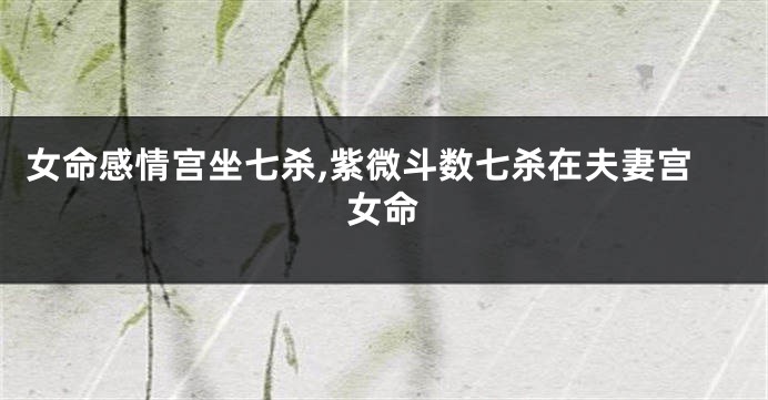 女命感情宫坐七杀,紫微斗数七杀在夫妻宫女命