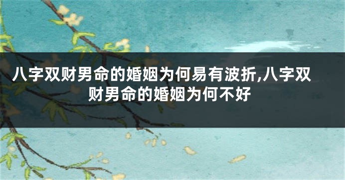 八字双财男命的婚姻为何易有波折,八字双财男命的婚姻为何不好