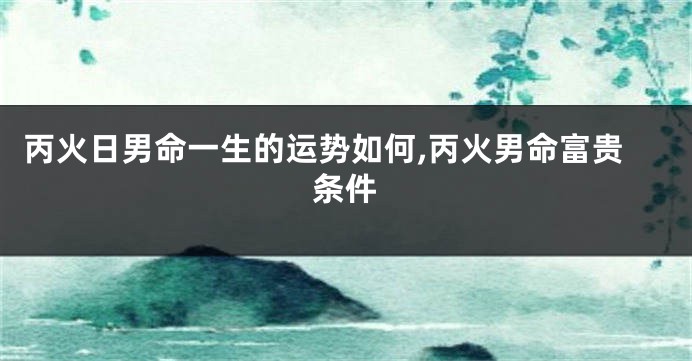 丙火日男命一生的运势如何,丙火男命富贵条件