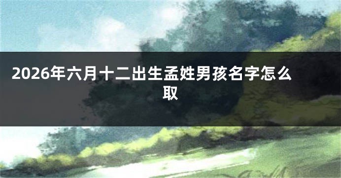 2026年六月十二出生孟姓男孩名字怎么取