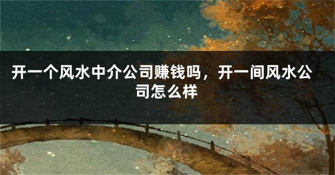 开一个风水中介公司赚钱吗，开一间风水公司怎么样