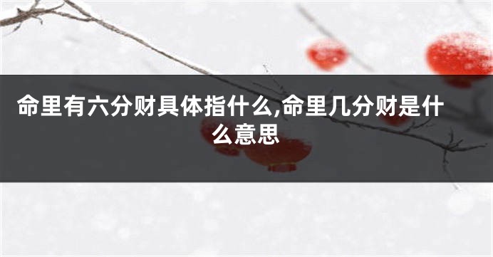 命里有六分财具体指什么,命里几分财是什么意思