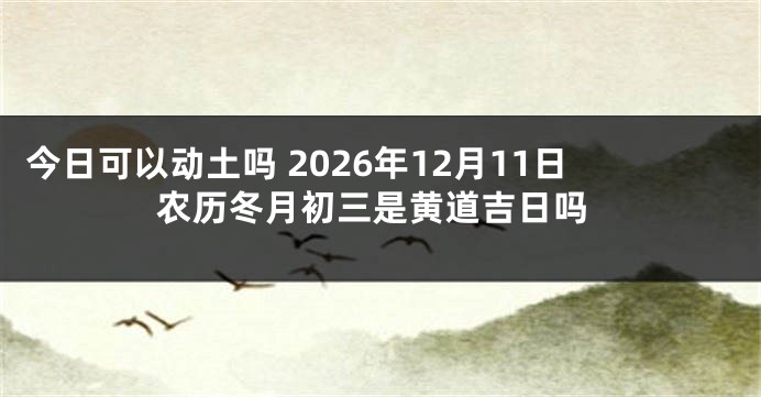 今日可以动土吗 2026年12月11日农历冬月初三是黄道吉日吗