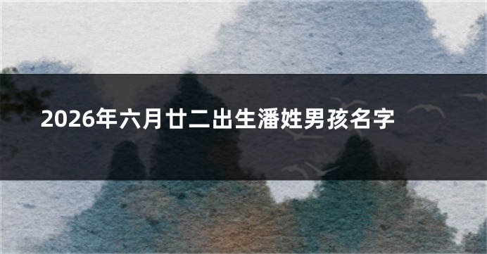 2026年六月廿二出生潘姓男孩名字