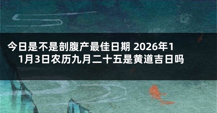 今日是不是剖腹产最佳日期 2026年11月3日农历九月二十五是黄道吉日吗