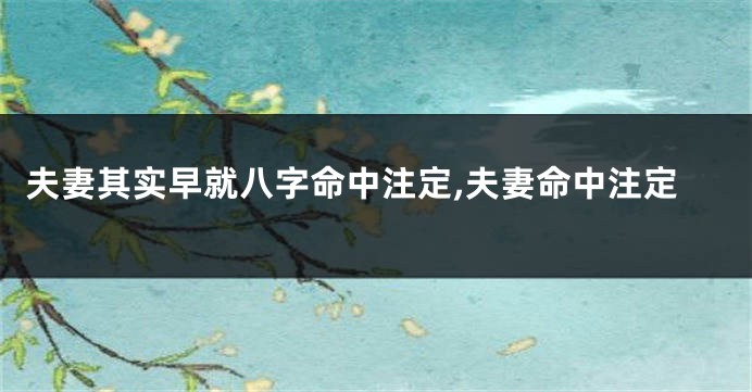 夫妻其实早就八字命中注定,夫妻命中注定