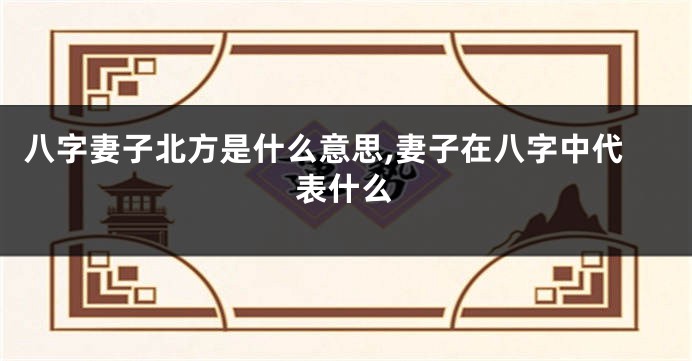 八字妻子北方是什么意思,妻子在八字中代表什么