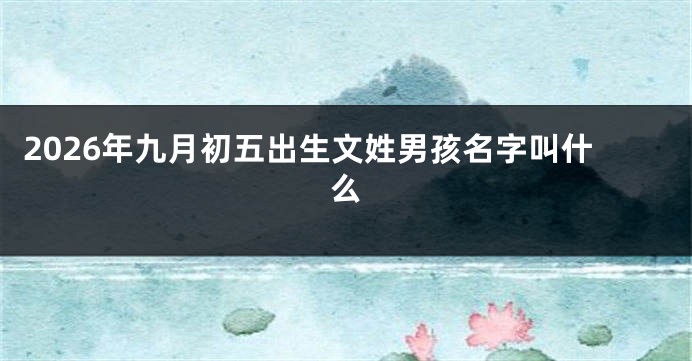 2026年九月初五出生文姓男孩名字叫什么
