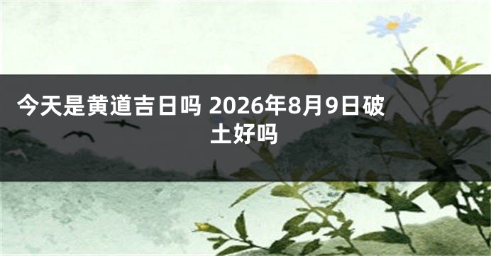 今天是黄道吉日吗 2026年8月9日破土好吗