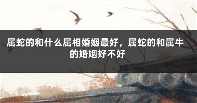 属蛇的和什么属相婚姻最好，属蛇的和属牛的婚姻好不好
