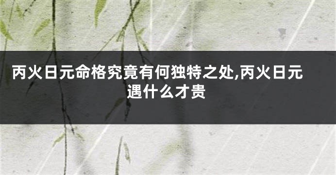 丙火日元命格究竟有何独特之处,丙火日元遇什么才贵