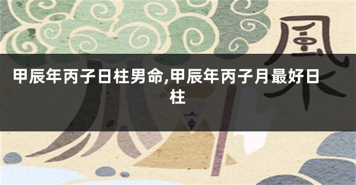 甲辰年丙子日柱男命,甲辰年丙子月最好日柱