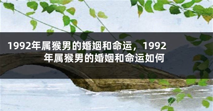 1992年属猴男的婚姻和命运，1992年属猴男的婚姻和命运如何