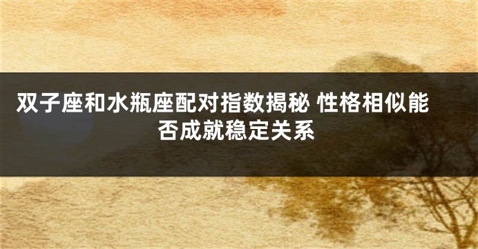 双子座和水瓶座配对指数揭秘 性格相似能否成就稳定关系