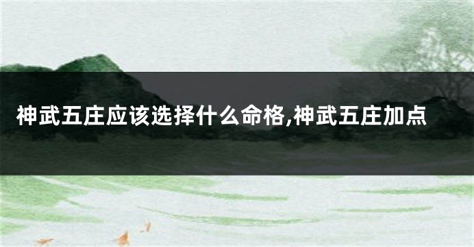 神武五庄应该选择什么命格,神武五庄加点