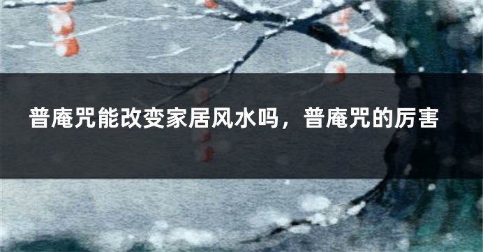 普庵咒能改变家居风水吗，普庵咒的厉害