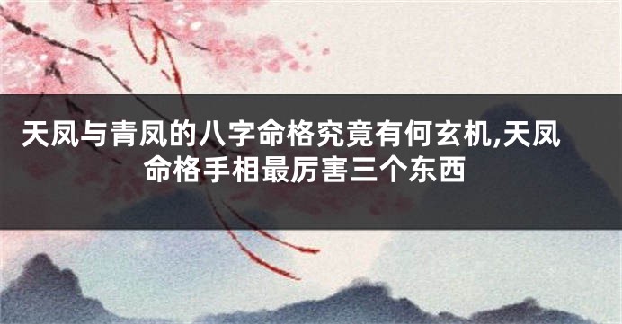 天凤与青凤的八字命格究竟有何玄机,天凤命格手相最厉害三个东西
