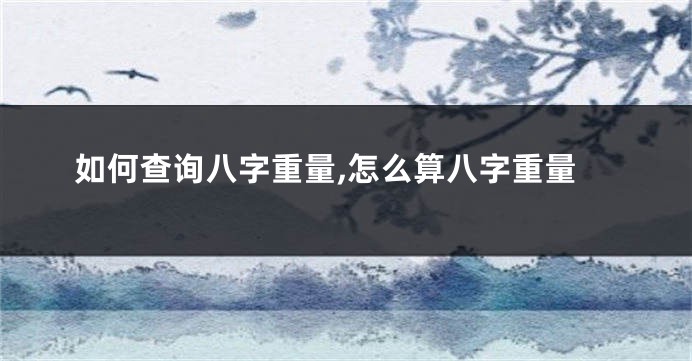 如何查询八字重量,怎么算八字重量