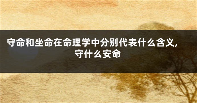 守命和坐命在命理学中分别代表什么含义,守什么安命