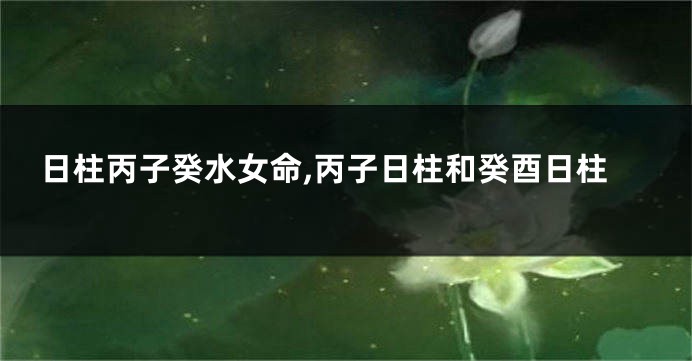日柱丙子癸水女命,丙子日柱和癸酉日柱