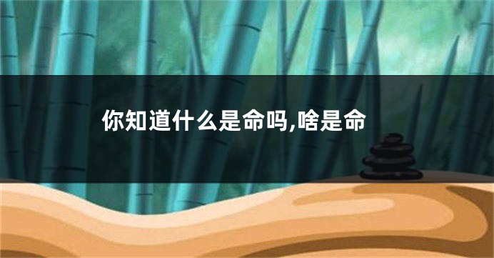 你知道什么是命吗,啥是命