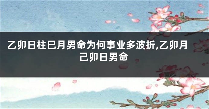 乙卯日柱巳月男命为何事业多波折,乙卯月己卯日男命